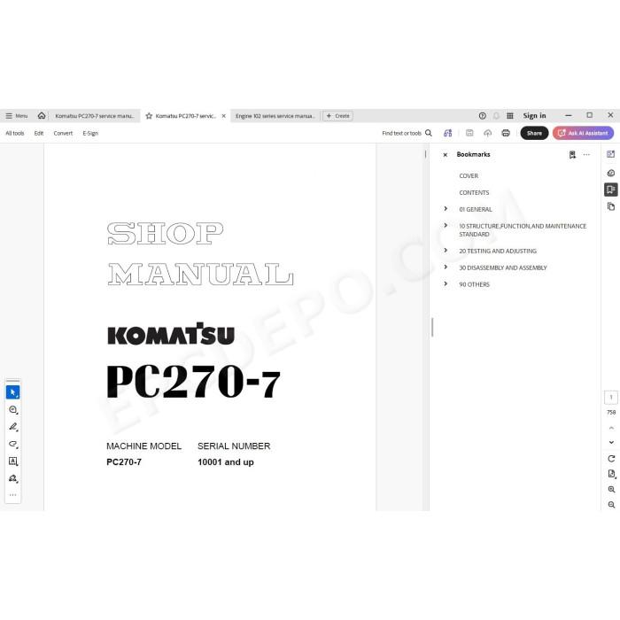 Komatsu Excavator PC270-7 service & repair manual