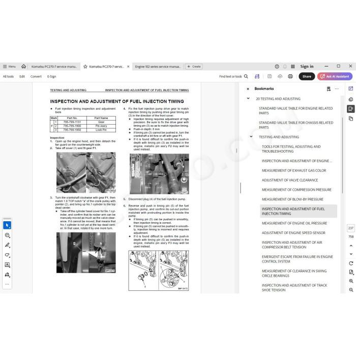 Komatsu Excavator PC270-7 service & repair manual