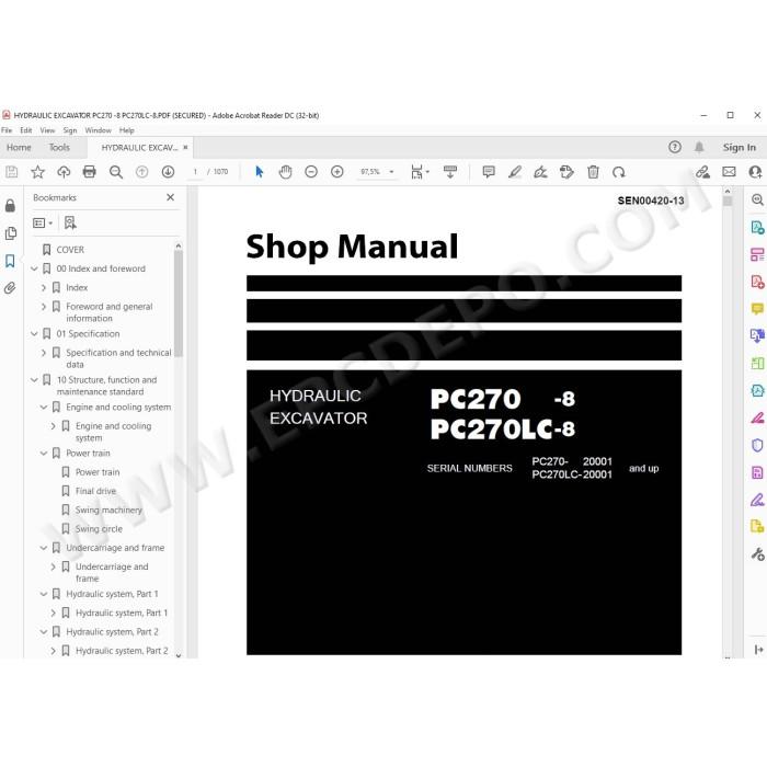 Komatsu Excavator PC270-8 PC270LC-8 service & repair manual