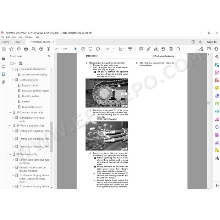 Komatsu Excavator PC270-8 PC270LC-8 service & repair manual