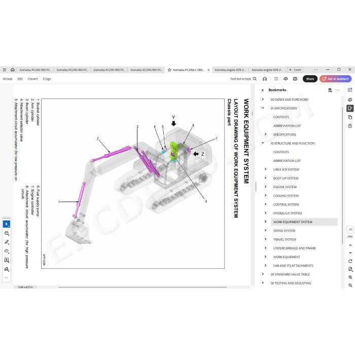 Komatsu Excavator PC290-11E0 PC290LC-11E0 PC290NLC-11E0 service manual