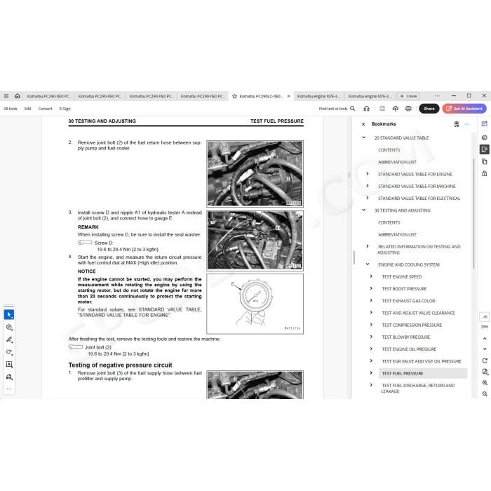 Komatsu Excavator PC290-11E0 PC290LC-11E0 PC290NLC-11E0 service manual