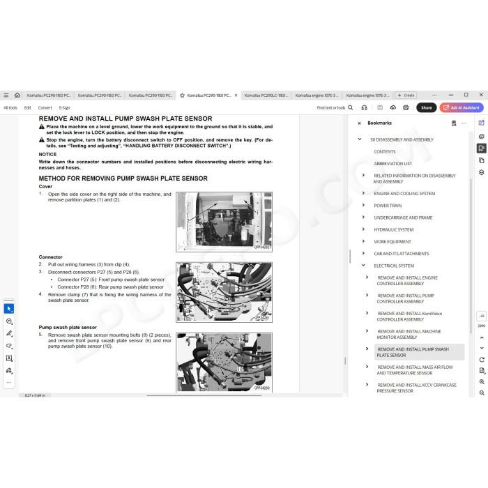 Komatsu Excavator PC290-11E0 PC290LC-11E0 PC290NLC-11E0 service manual