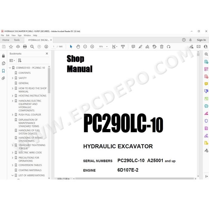 Komatsu Excavator PC290LC-10 service & repair manual