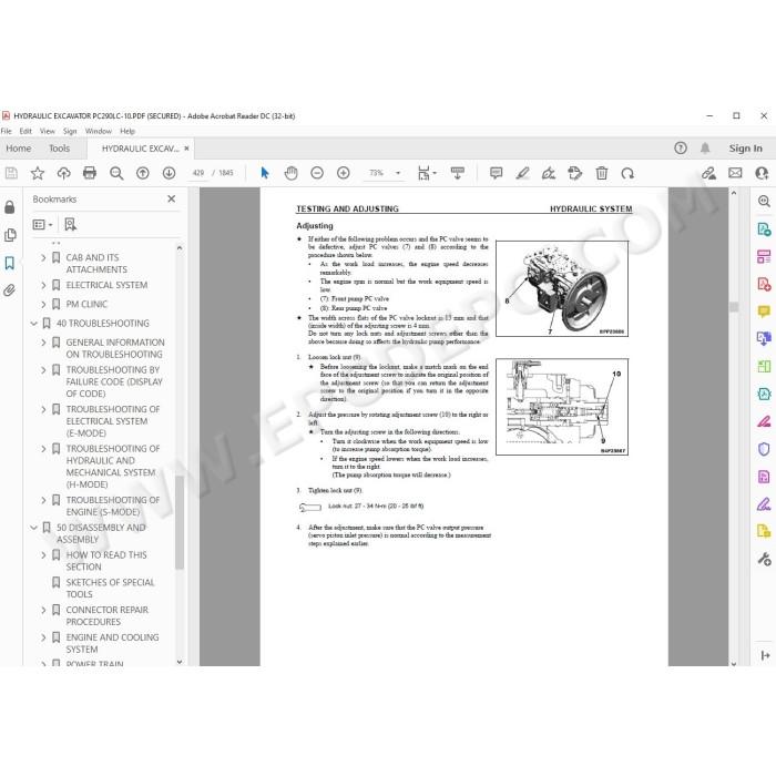 Komatsu Excavator PC290LC-10 service & repair manual