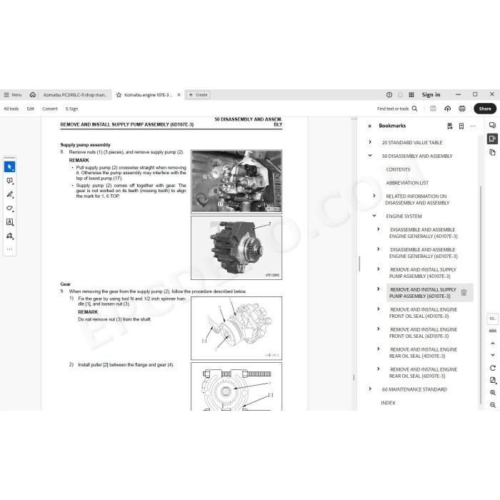 Komatsu Excavator PC290LC-11 workshop service manual