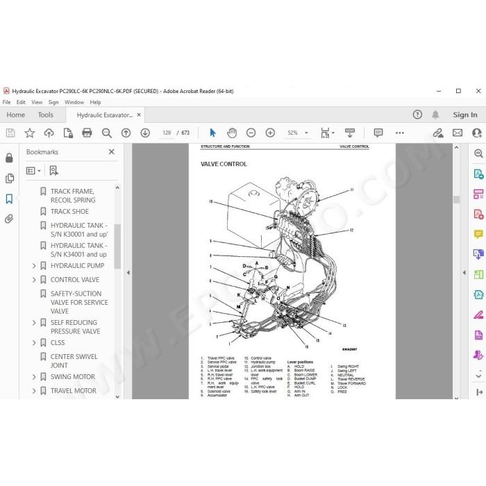 Komatsu Excavator PC290LC-6K PC290NLC-6K service & repair manual