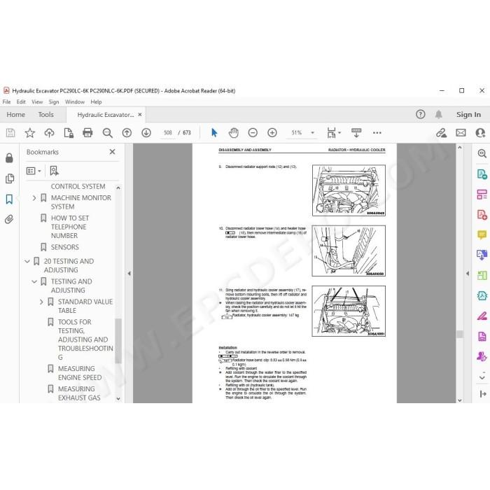 Komatsu Excavator PC290LC-6K PC290NLC-6K service & repair manual