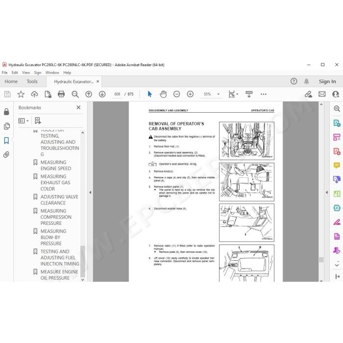 Komatsu Excavator PC290LC-6K PC290NLC-6K service & repair manual