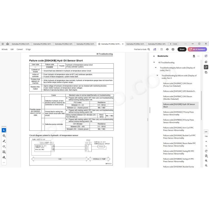 Komatsu Excavator PC290LC-8 PC290NLC-8 service & repair manual