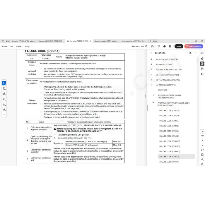Komatsu Excavator PC290LCi-11E0 PC290NLCi-11E0 service manual