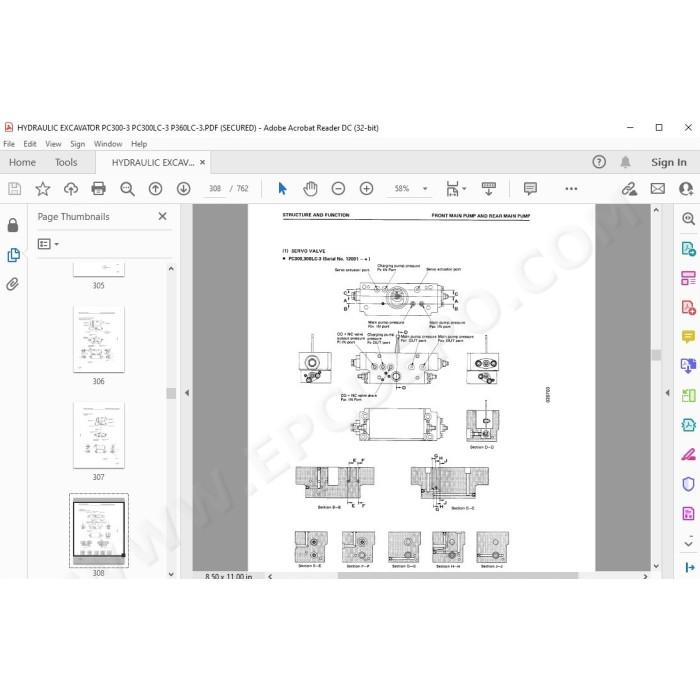 Komatsu Excavator PC300-3 PC300LC-3 PC360LC-3 service & repair manual
