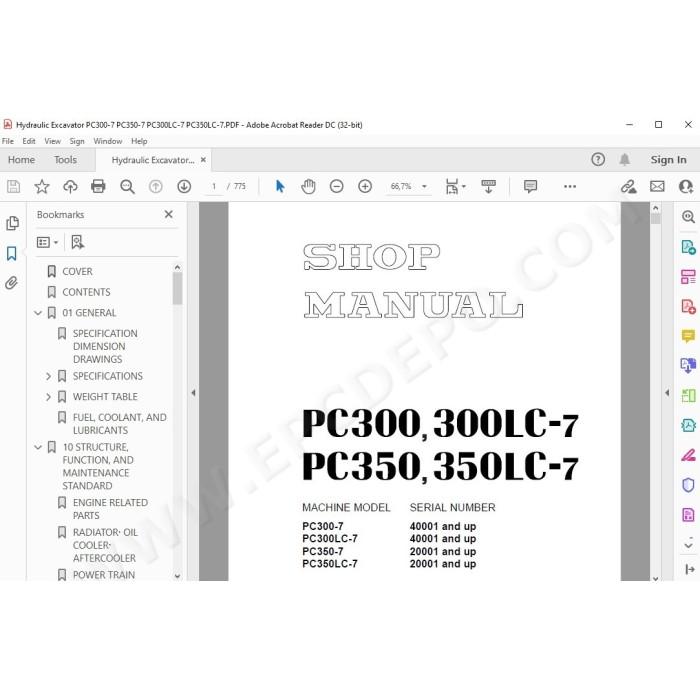 Komatsu Excavator PC300-7 PC350-7 PC300LC-7 PC350LC-7 service & repair manual