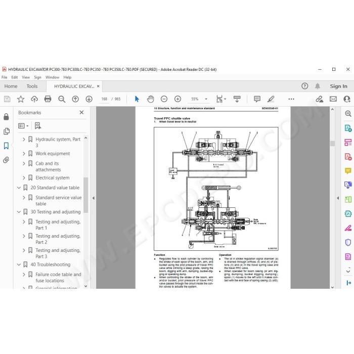 Komatsu Excavator PC300-7E0 PC300LC-7E0 PC350-7E0 PC350LC-7E0 service & repair manual