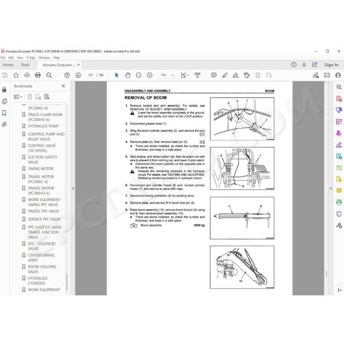 Komatsu Excavator PC300LC-6 PC300HD-6 service & repair manual