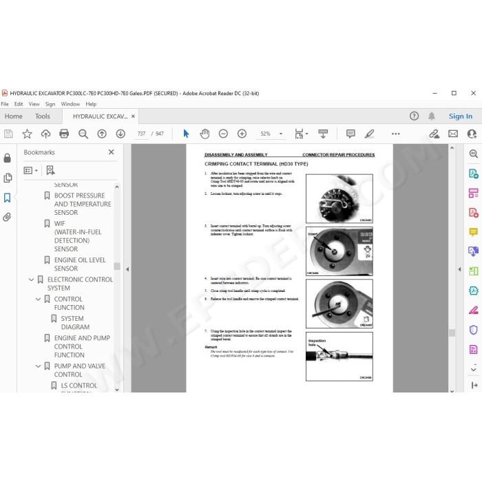Komatsu Excavator PC300LC-7E0 PC300HD-7E0 Galeo service & repair manual