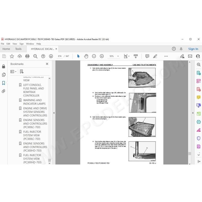 Komatsu Excavator PC300LC-7E0 PC300HD-7E0 Galeo service & repair manual
