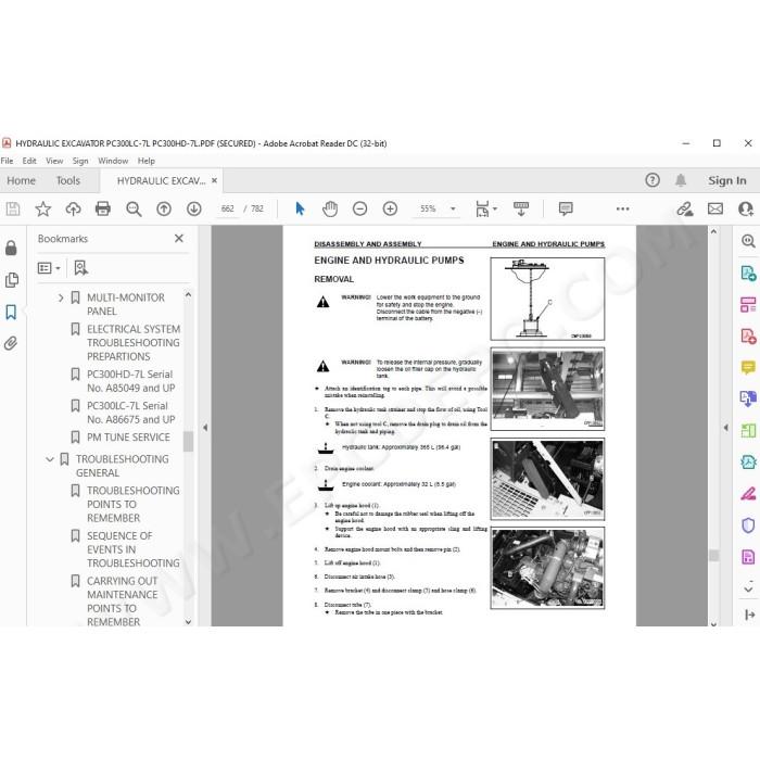 Komatsu Excavator PC300LC-7L PC300HD-7L service & repair manual