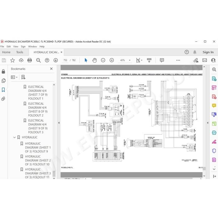 Komatsu Excavator PC300LC-7L PC300HD-7L service & repair manual