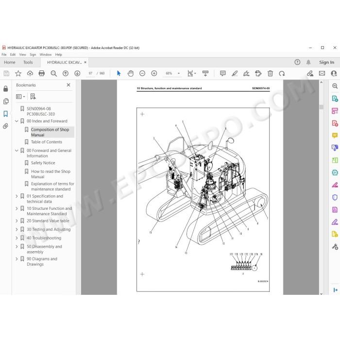 Komatsu Excavator PC308USLC-3E0 service & repair manual