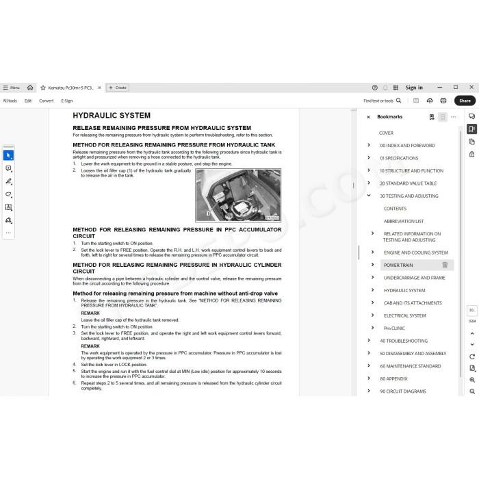 Komatsu Excavator PC30MR-5 PC35MR-5 service & repair manual