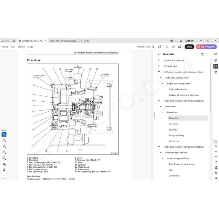 Komatsu Excavator PC340LC-7 PC340NLC-7 service manual