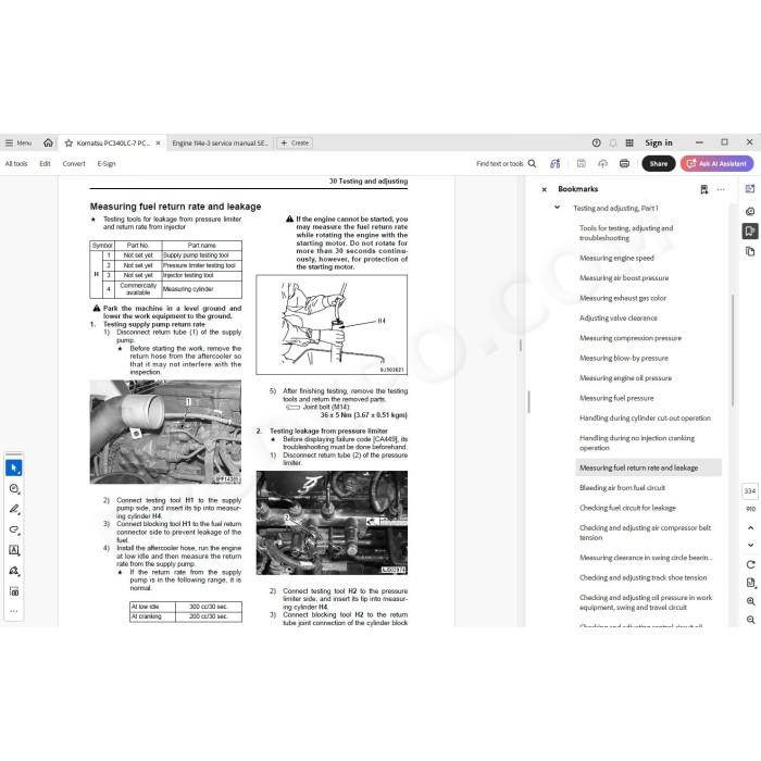 Komatsu Excavator PC340LC-7 PC340NLC-7 service manual