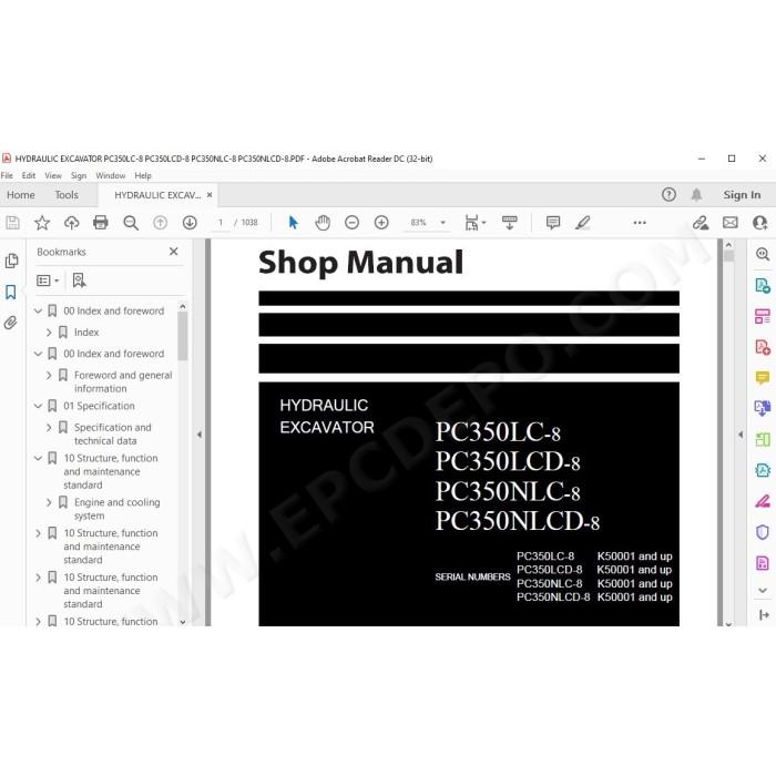 Komatsu Excavator PC350LC-8 PC350LCD-8 PC350NLC-8 PC350NLCD-8 service & repair manual