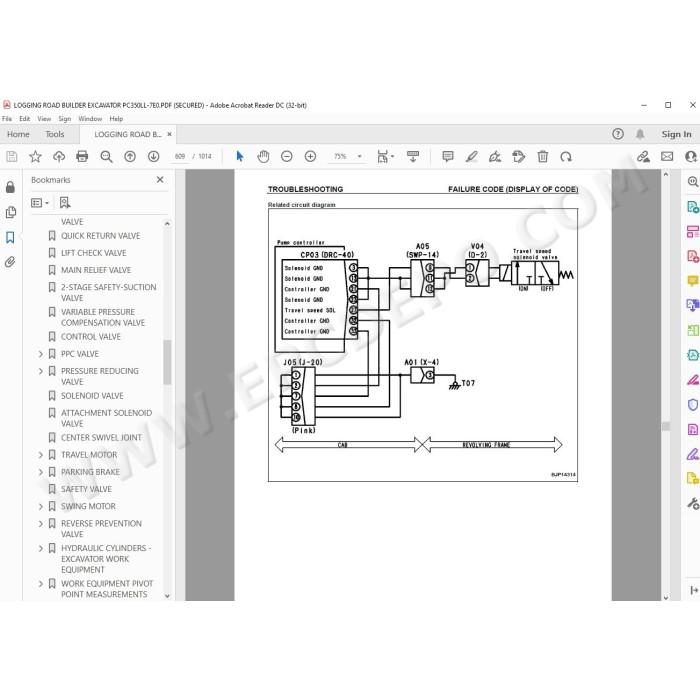 Komatsu Excavator PC350LL-7E0 service & repair manual