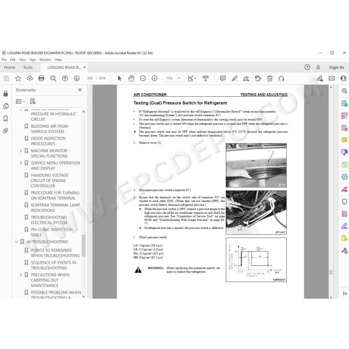Komatsu Excavator PC350LL-7E0 service & repair manual