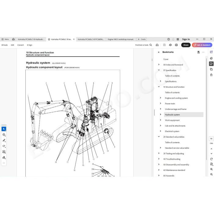 Komatsu Excavator PC360LC-10 PC360NLC-10 service manual
