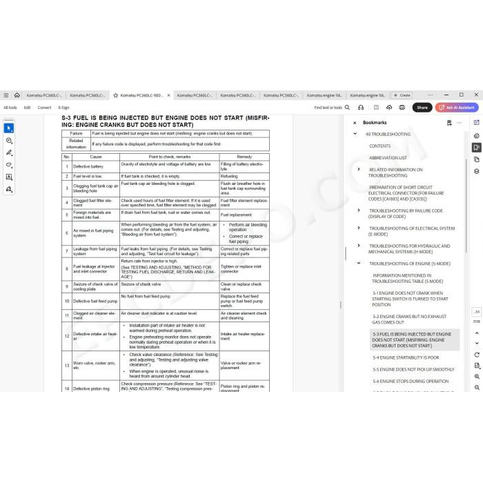 Komatsu Excavator PC360LC-11E0 PC360NLC-11E0 PC390HRD-11E0 service manual