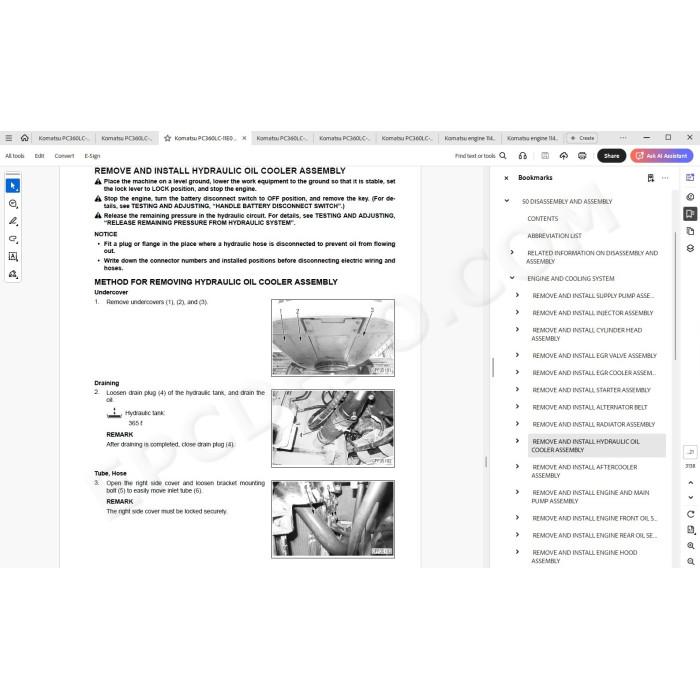 Komatsu Excavator PC360LC-11E0 PC360NLC-11E0 PC390HRD-11E0 service manual