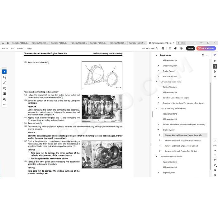 Komatsu Excavator PC360LC-11E0 PC360NLC-11E0 PC390HRD-11E0 service manual