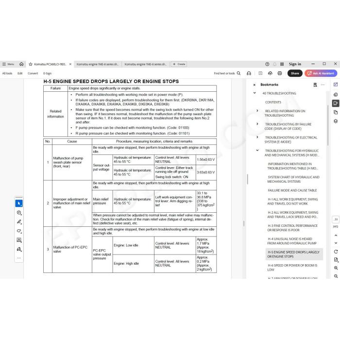 Komatsu Excavator PC360LCI-11E0 PC360NLCI-11E0 service manual