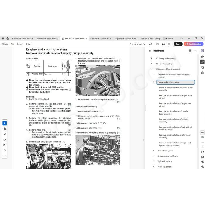 Komatsu Excavator PC390LC-8M0 parts + service manual