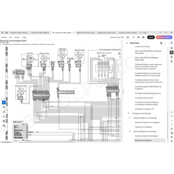 Komatsu Excavator PC390LC-8M0 parts + service manual