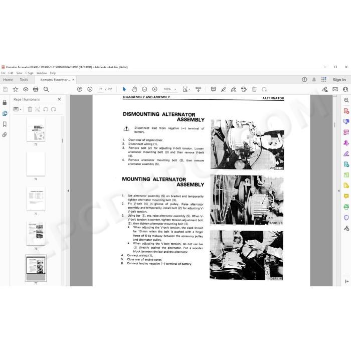 Komatsu Excavator PC400-1 PC400LC-1 service & repair manual