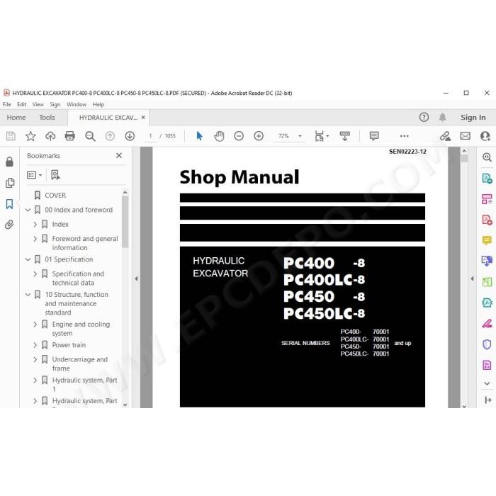 Komatsu Excavator PC400-8 PC400LC-8 PC450-8 PC450LC-8 service & repair manual