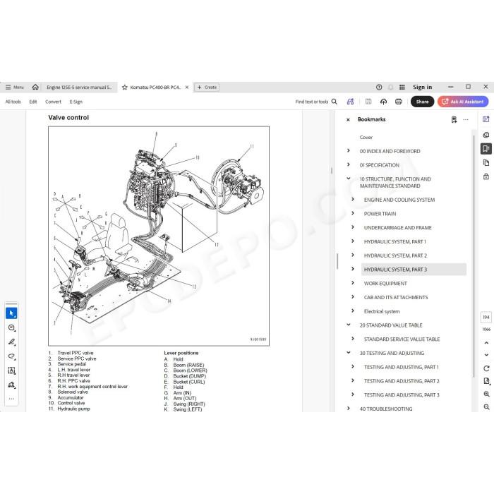 Komatsu Excavator PC400-8R PC400LC-8R PC450-8R PC450LC-8R service & repair manual