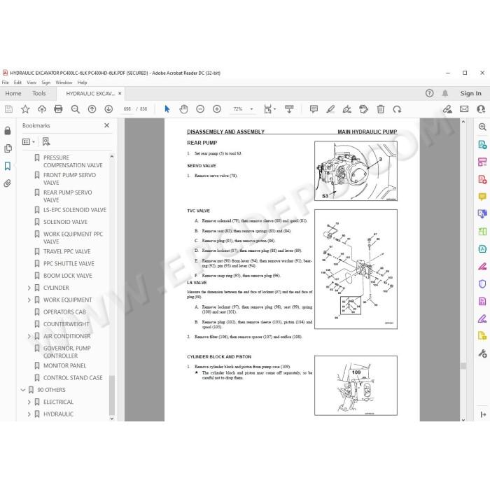 Komatsu Excavator PC400LC-6LK PC400HD-6LK Avance service & repair manual