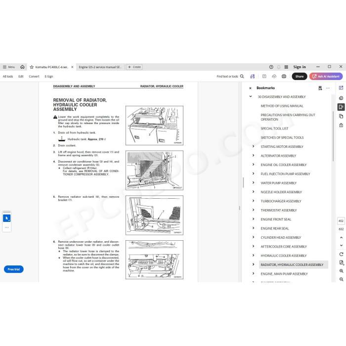 Komatsu Excavator PC400LC-6 Excel service & repair manual