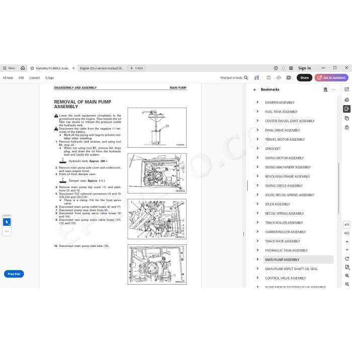 Komatsu Excavator PC400LC-6 Excel service & repair manual