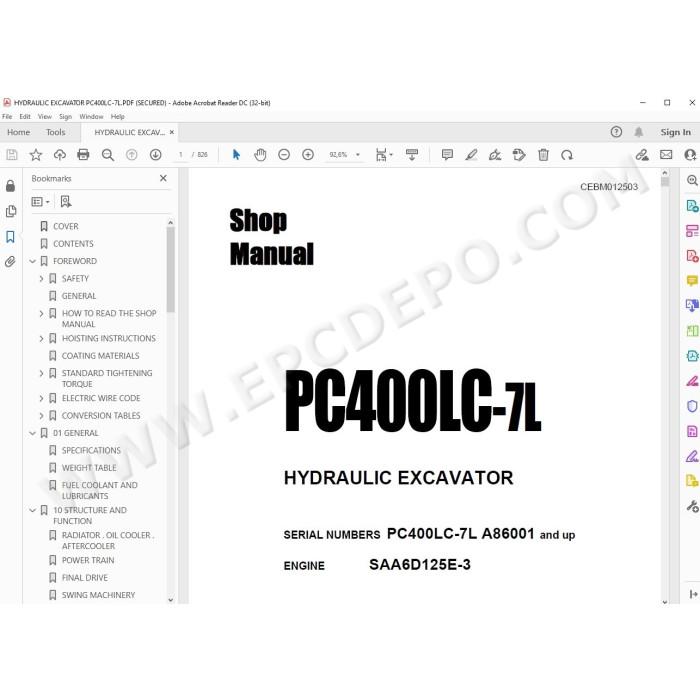 Komatsu Excavator PC400LC-7L service & repair manual