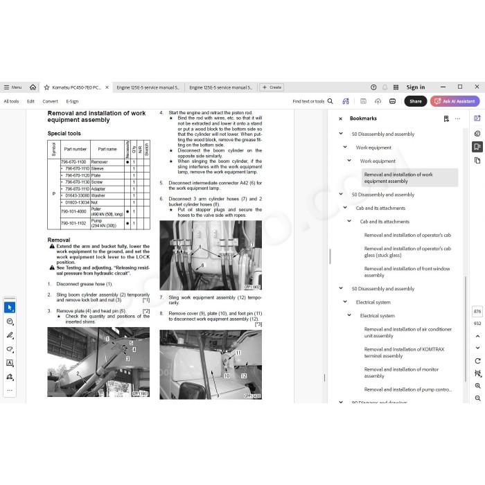 Komatsu Excavator PC450-7E0 PC450LC-7E0 service & repair manual