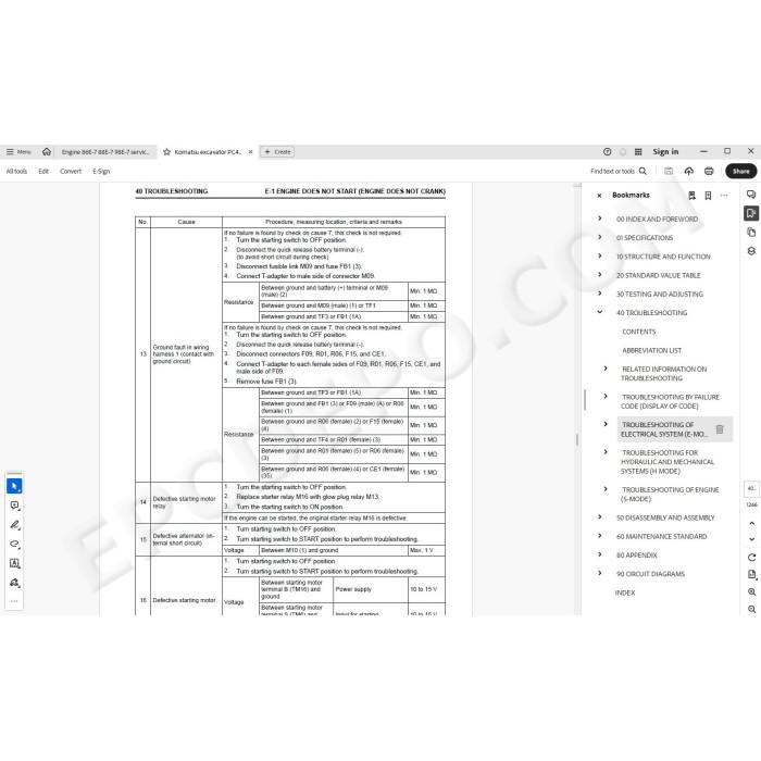 Komatsu Excavator PC45MR-5E0 PC55MR-5E0 service & repair manual