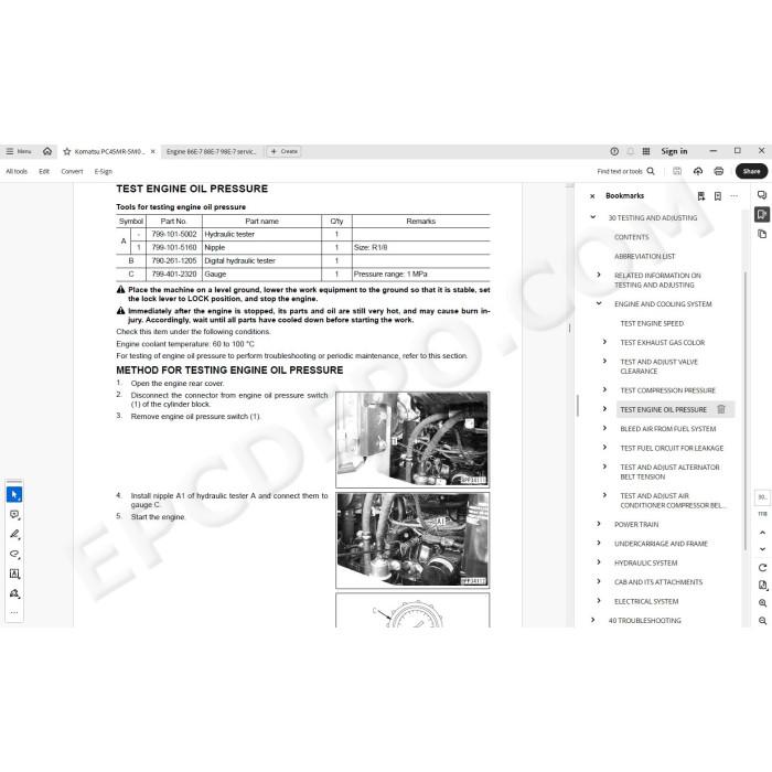 Komatsu Excavator PC45MR-5M0 PC55MR-5M0 service & repair manual
