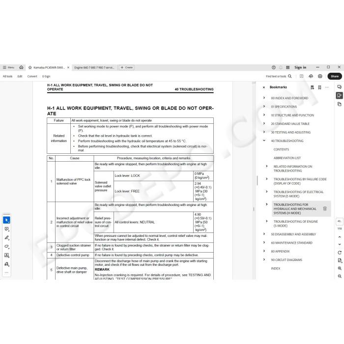 Komatsu Excavator PC45MR-5M0 PC55MR-5M0 service & repair manual