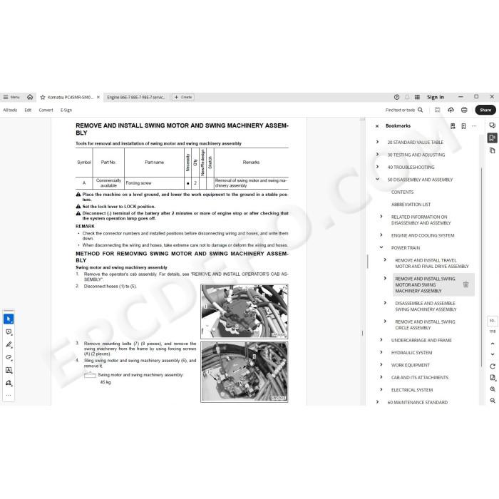Komatsu Excavator PC45MR-5M0 PC55MR-5M0 service & repair manual
