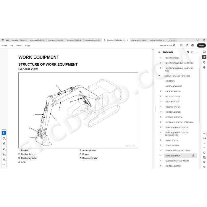 Komatsu Excavator PC490-11E0 PC490LC-11E0 PC490HRD-11E0 service & repair manual